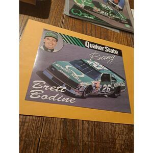 VTG 1990 Brett Bodine Quaker State Racing Driver Card NASCAR King Racing Buick